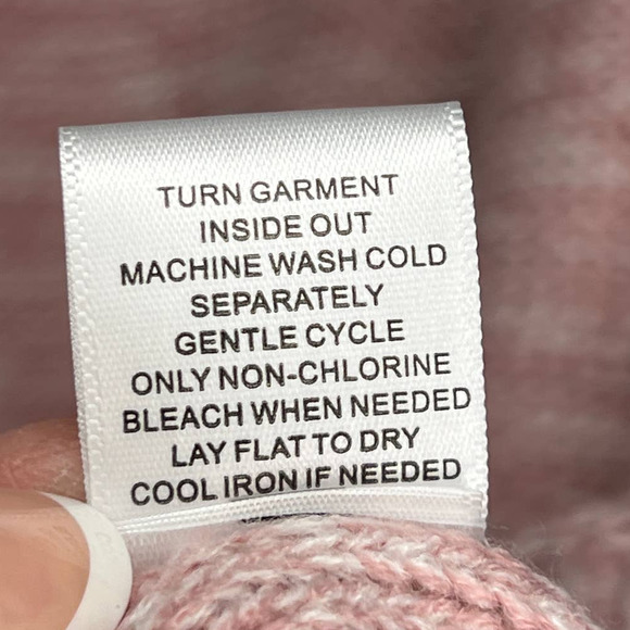 Soho Jeans NY & Co Pink Spacedye Fringe Bell Sleeve Sweater Crew Neck Medium - Picture 7 of 7